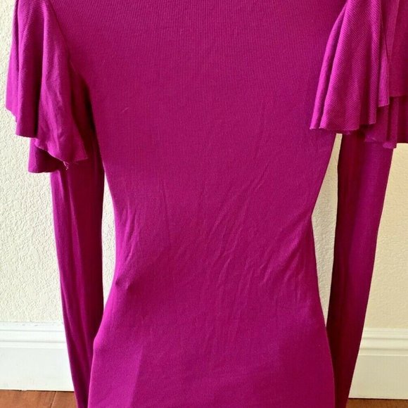 WE THE FREE People Purple Berry ON REWIND Ribbed Ruffle Long Sleeve Top Size xs - Picture 7 of 10